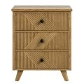 WOODEN BEDSIDE TABLE IN LIGHT BROWN WITH 3 DRAWERS 50X33X75CM