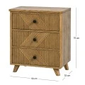 WOODEN BEDSIDE TABLE IN LIGHT BROWN WITH 3 DRAWERS 50X33X75CM
