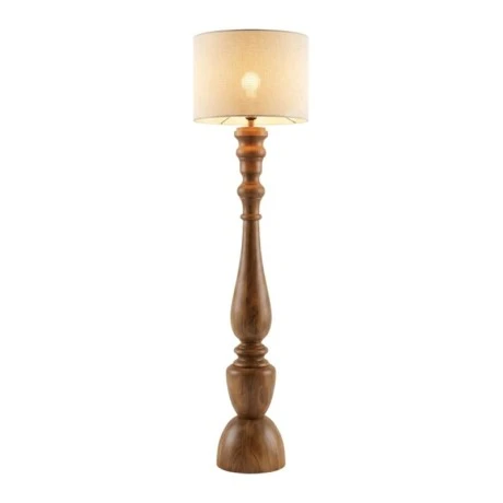 WOODEN FLOOR LAMP WITH BEIGE HAT D26X140CM