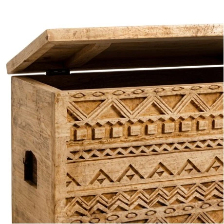 CARVED WOODEN STORAGE FURNITURE IN NATURAL COLOR 85X35X45CM