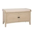 WOODEN STOOL IN BEIGE COLOR WITH 2 DOORS AND SEAT CUSHION 85X40X48CM