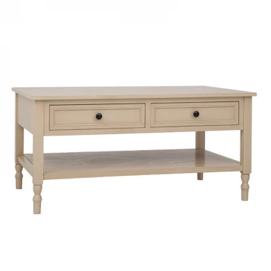 WOODEN COFFEE TABLE IN BEIGE COLOR WITH 2 DRAWERS 100X58X48CM