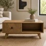 WOODEN VINTAGE COFFEE TABLE IN BROWN COLOR 90X90X40,5CM