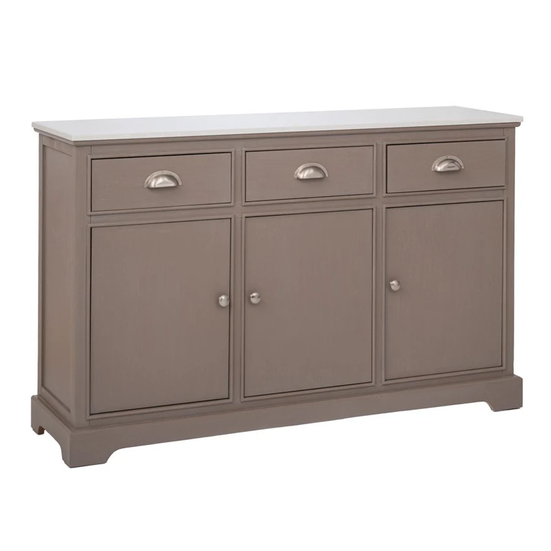 WOODEN SIDEBOARD IN GREY COLOR WITH 3 DOORS, 3 DRAWERS AND MARBLE SURFACE 120X35X75CM