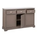 WOODEN SIDEBOARD IN GREY COLOR WITH 3 DOORS, 3 DRAWERS AND MARBLE SURFACE 120X35X75CM