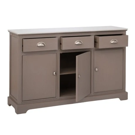 WOODEN SIDEBOARD IN GREY COLOR WITH 3 DOORS, 3 DRAWERS AND MARBLE SURFACE 120X35X75CM