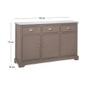 WOODEN SIDEBOARD IN GREY COLOR WITH 3 DOORS, 3 DRAWERS AND MARBLE SURFACE 120X35X75CM