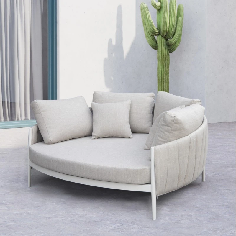 DAYBED 2ΘΕΣΙΟ MAVERICK HM6216.02 ΑΛΟΥΜΙΝΙΟ ΚΡΕΜ-ΜΠΕΖ OLEFIN & STRAPS 164x144x70Υ
