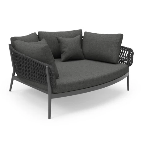 DAYBED 2ΘΕΣΙΟ ΣΕΙΡΑ CAMELLIA HM6217.01 ΣΚΟΥΡΟ ΓΚΡΙ ΑΛΟΥΜΙΝΙΟ-P.E.ΣΧΟΙΝΙ-OLEFIN 164x144x70Υεκ.
