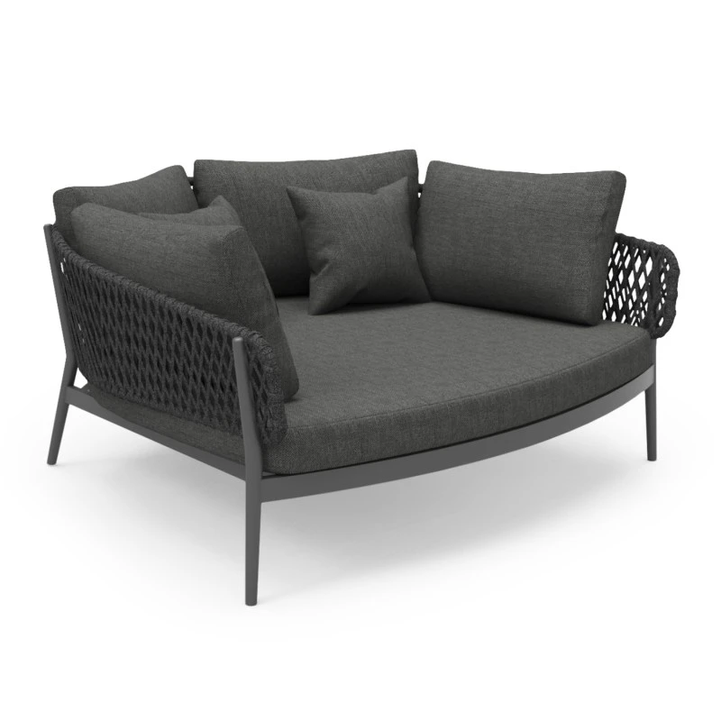 DAYBED 2ΘΕΣΙΟ ΣΕΙΡΑ CAMELLIA HM6217.01 ΣΚΟΥΡΟ ΓΚΡΙ ΑΛΟΥΜΙΝΙΟ-P.E.ΣΧΟΙΝΙ-OLEFIN 164x144x70Υεκ.