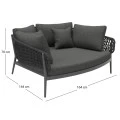 DAYBED 2ΘΕΣΙΟ ΣΕΙΡΑ CAMELLIA HM6217.01 ΣΚΟΥΡΟ ΓΚΡΙ ΑΛΟΥΜΙΝΙΟ-P.E.ΣΧΟΙΝΙ-OLEFIN 164x144x70Υεκ.