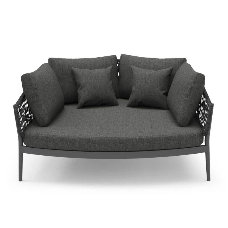 DAYBED 2ΘΕΣΙΟ ΣΕΙΡΑ CAMELLIA HM6217.01 ΣΚΟΥΡΟ ΓΚΡΙ ΑΛΟΥΜΙΝΙΟ-P.E.ΣΧΟΙΝΙ-OLEFIN 164x144x70Υεκ.