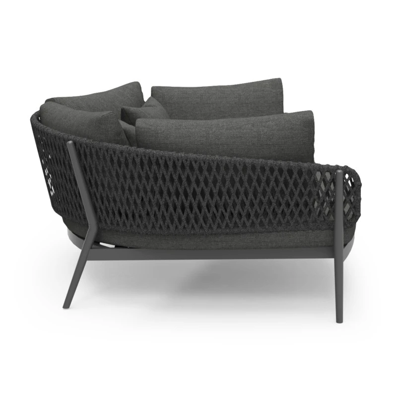 DAYBED 2ΘΕΣΙΟ ΣΕΙΡΑ CAMELLIA HM6217.01 ΣΚΟΥΡΟ ΓΚΡΙ ΑΛΟΥΜΙΝΙΟ-P.E.ΣΧΟΙΝΙ-OLEFIN 164x144x70Υεκ.