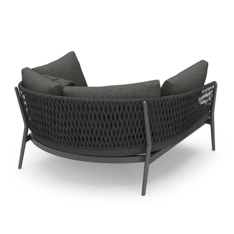 DAYBED 2ΘΕΣΙΟ ΣΕΙΡΑ CAMELLIA HM6217.01 ΣΚΟΥΡΟ ΓΚΡΙ ΑΛΟΥΜΙΝΙΟ-P.E.ΣΧΟΙΝΙ-OLEFIN 164x144x70Υεκ.
