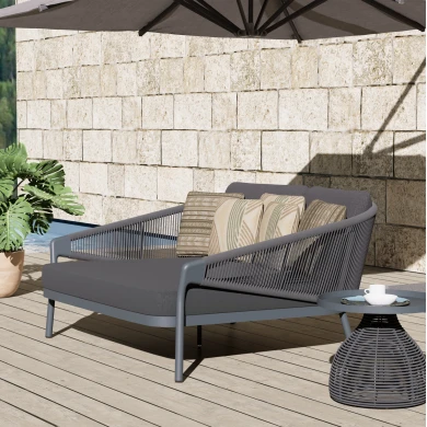 DAYBED ΣΕΙΡΑ XANTION ΗM6474.01 ΣΚΟΥΡΟ ΓΚΡΙ ΑΛΟΥΜΙΝΙΟ-ΣΧΟΙΝΙ-OLEFIN 157x147x88Υεκ