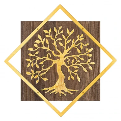 ΔΙΑΚΟΣΜΗΤΙΚΟ ΤΟΙΧΟΥ ΔΕΝΤΡΟ HM4752-ΦΥΛΛΑ ΜΕΤΑΛΛΟΥ ΧΡΥΣΑ-ΞΥΛΟ 54x3(βάθος)x54Υεκ.