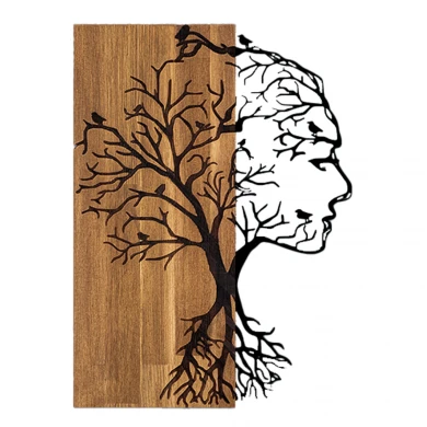 ΔΙΑΚΟΣΜΗΤΙΚΟ ΤΟΙΧΟΥ ΟΨΗ ΓΥΝΑΙΚΑΣ HM4754-ΜΕΤΑΛΛΟ ΜΑΥΡΟ-ΞΥΛΟ 43x3(βάθος)x58Υεκ.