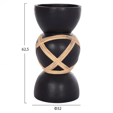 ΔΙΑΚΟΣΜΗΤΙΚΟ ΒΑΖΟ ΔΑΠΕΔΟΥ MAYNARD HM4672.01L TERRACOTTA ΜΑΥΡΟ-RATTAN Φ32x62.5Υεκ