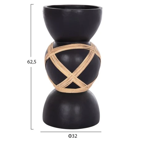 ΔΙΑΚΟΣΜΗΤΙΚΟ ΒΑΖΟ ΔΑΠΕΔΟΥ MAYNARD HM4672.01L TERRACOTTA ΜΑΥΡΟ-RATTAN Φ32x62.5Υεκ
