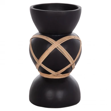 ΔΙΑΚΟΣΜΗΤΙΚΟ ΒΑΖΟ ΔΑΠΕΔΟΥ MAYNARD HM4672.01S TERRACOTTA ΜΑΥΡΟ-RATTAN Φ27.5x50Υ