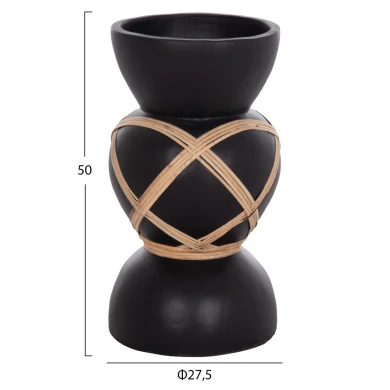 ΔΙΑΚΟΣΜΗΤΙΚΟ ΒΑΖΟ ΔΑΠΕΔΟΥ MAYNARD HM4672.01S TERRACOTTA ΜΑΥΡΟ-RATTAN Φ27.5x50Υ