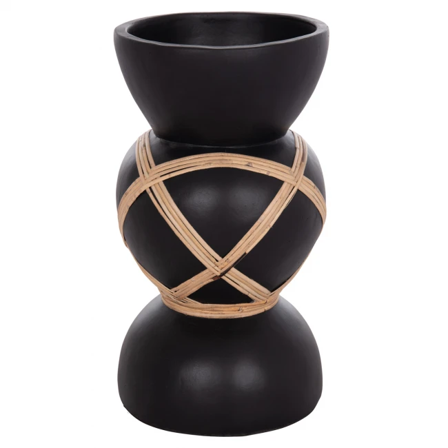 ΔΙΑΚΟΣΜΗΤΙΚΟ ΒΑΖΟ ΔΑΠΕΔΟΥ MAYNARD HM4672.01S TERRACOTTA ΜΑΥΡΟ-RATTAN Φ27.5x50Υ