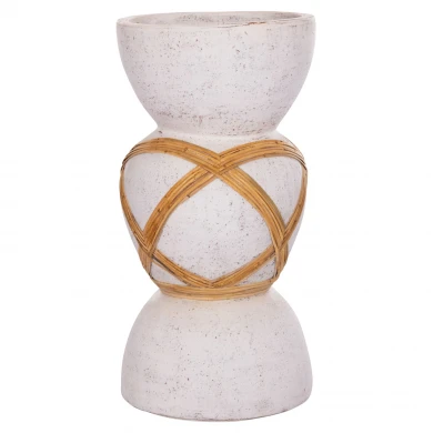 ΔΙΑΚΟΣΜΗΤΙΚΟ ΒΑΖΟ ΔΑΠΕΔΟΥ MAYNARD HM4672.02L TERRACOTTA ΛΕΥΚΟ--RATTAN Φ32x62.5Υεκ.
