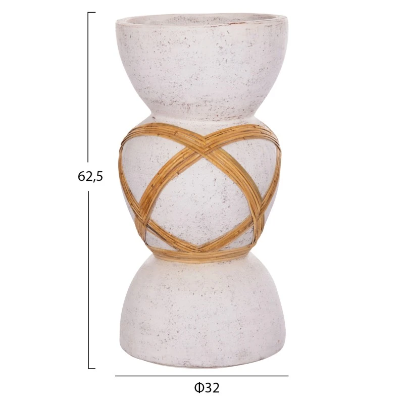 ΔΙΑΚΟΣΜΗΤΙΚΟ ΒΑΖΟ ΔΑΠΕΔΟΥ MAYNARD HM4672.02L FIBER CEMENT ΛΕΥΚΟ--RATTAN Φ32x62.5Υεκ.