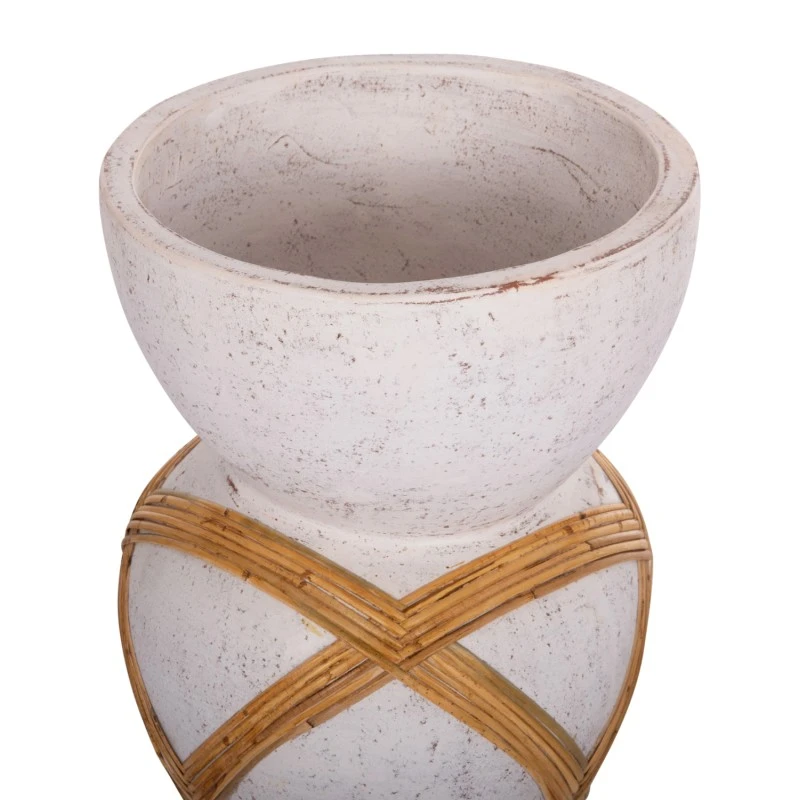 ΔΙΑΚΟΣΜΗΤΙΚΟ ΒΑΖΟ ΔΑΠΕΔΟΥ MAYNARD HM4672.02L FIBER CEMENT ΛΕΥΚΟ--RATTAN Φ32x62.5Υεκ.