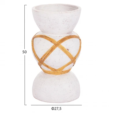ΔΙΑΚΟΣΜΗΤΙΚΟ ΒΑΖΟ ΔΑΠΕΔΟΥ MAYNARD HM4672.02S TERRACOTTA ΛΕΥΚΟ--RATTAN Φ27.5x50Υεκ