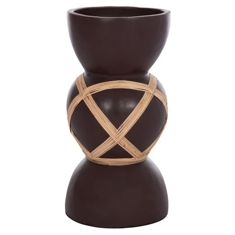 ΔΙΑΚΟΣΜΗΤΙΚΟ ΒΑΖΟ ΔΑΠΕΔΟΥ MAYNARD HM4672.07L TERRACOTTA ΣΟΚΟΛΑΤΙ-RATTAN Φ32x62.5Υεκ