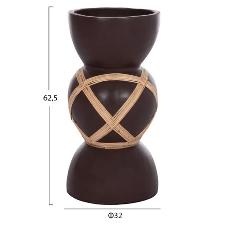 ΔΙΑΚΟΣΜΗΤΙΚΟ ΒΑΖΟ ΔΑΠΕΔΟΥ MAYNARD HM4672.07L TERRACOTTA ΣΟΚΟΛΑΤΙ-RATTAN Φ32x62.5Υεκ