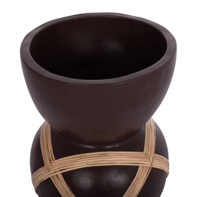 ΔΙΑΚΟΣΜΗΤΙΚΟ ΒΑΖΟ ΔΑΠΕΔΟΥ MAYNARD HM4672.07L TERRACOTTA ΣΟΚΟΛΑΤΙ-RATTAN Φ32x62.5Υεκ