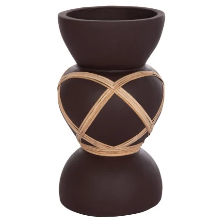 ΔΙΑΚΟΣΜΗΤΙΚΟ ΒΑΖΟ ΔΑΠΕΔΟΥ MAYNARD HM4672.07S TERRACOTTA ΣΟΚΟΛΑΤΙ-RATTAN Φ27.5x50Υεκ