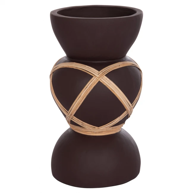 ΔΙΑΚΟΣΜΗΤΙΚΟ ΒΑΖΟ ΔΑΠΕΔΟΥ MAYNARD HM4672.07S TERRACOTTA ΣΟΚΟΛΑΤΙ-RATTAN Φ27.5x50Υεκ