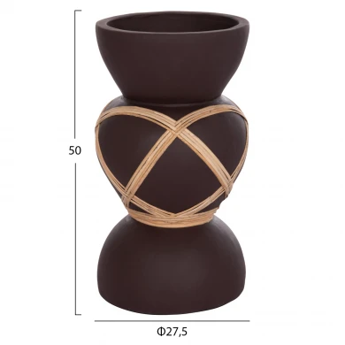 ΔΙΑΚΟΣΜΗΤΙΚΟ ΒΑΖΟ ΔΑΠΕΔΟΥ MAYNARD HM4672.07S TERRACOTTA ΣΟΚΟΛΑΤΙ-RATTAN Φ27.5x50Υεκ