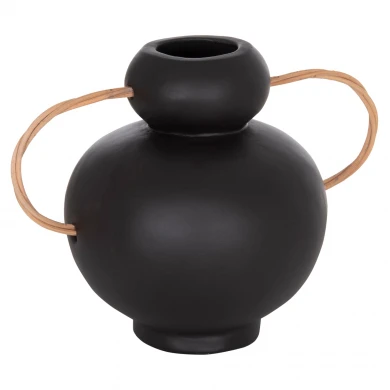 ΔΙΑΚΟΣΜΗΤΙΚΟ ΒΑΖΟ MIBO HM4688.01S ΤΕΡΑΚΟΤΑ ΜΑΥΡH--ΧΕΡΟΥΛΙΑ ΦΥΣΙΚΟ RATTAN 27x15x20Υεκ