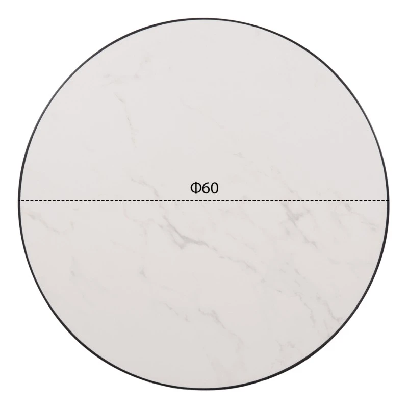 ΕΠΙΦΑΝΕΙΑ ΤΡΑΠΕΖΙΟΥ SINTERED STONE HM6652.02 WHITE MARBLE--ΠΛΑΙΣΙΟ ALU ΜΑΥΡΟ Φ60εκ.