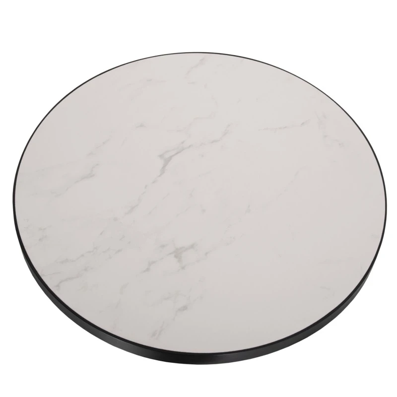 ΕΠΙΦΑΝΕΙΑ ΤΡΑΠΕΖΙΟΥ SINTERED STONE HM6652.02 WHITE MARBLE--ΠΛΑΙΣΙΟ ALU ΜΑΥΡΟ Φ60εκ.