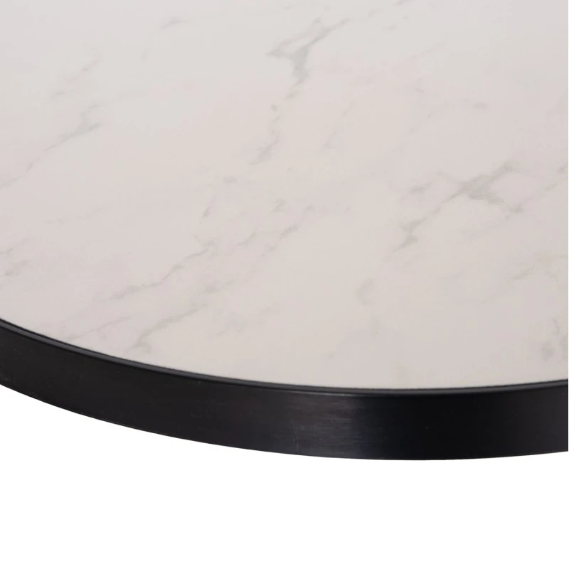 ΕΠΙΦΑΝΕΙΑ ΤΡΑΠΕΖΙΟΥ SINTERED STONE HM6652.02 WHITE MARBLE--ΠΛΑΙΣΙΟ ALU ΜΑΥΡΟ Φ60εκ.