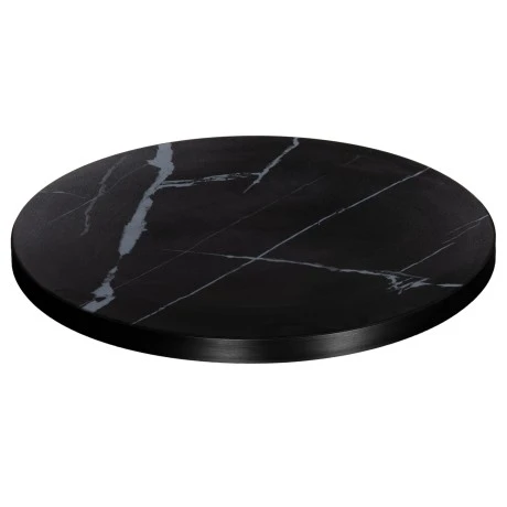 ΕΠΙΦΑΝΕΙΑ ΤΡΑΠΕΖΙΟΥ SINTERED STONE HM6652.03 BLACK MARBLE--ΠΛΑΙΣΙΟ ALU ΜΑΥΡΟ Φ60εκ.