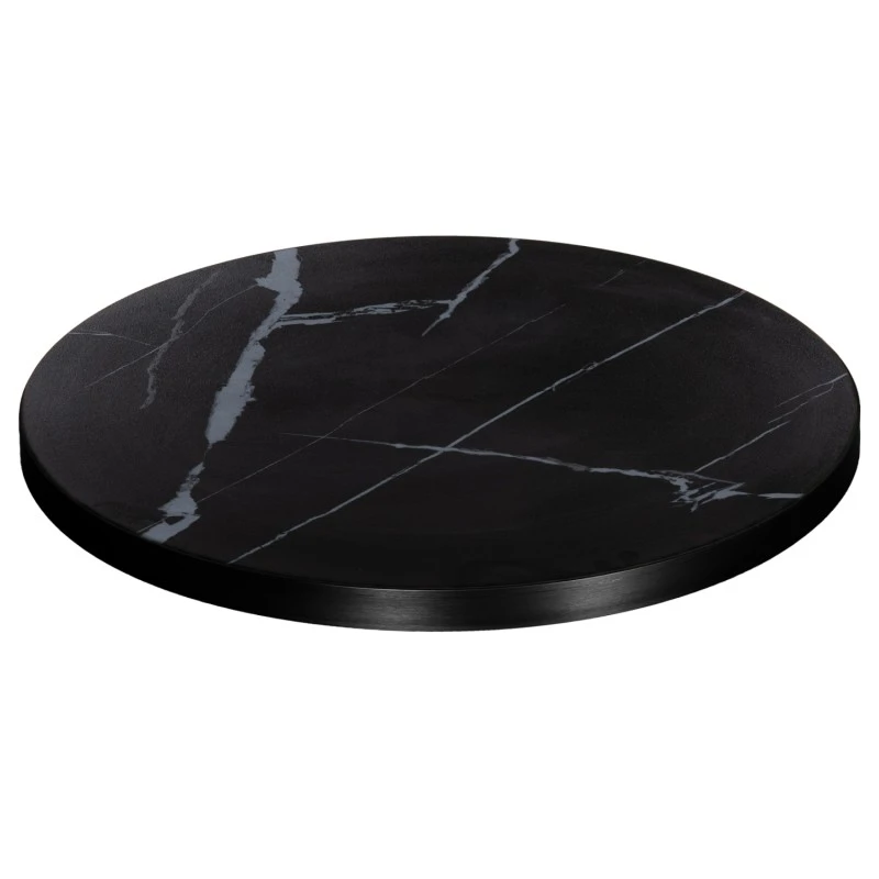 ΕΠΙΦΑΝΕΙΑ ΤΡΑΠΕΖΙΟΥ SINTERED STONE HM6652.03 BLACK MARBLE--ΠΛΑΙΣΙΟ ALU ΜΑΥΡΟ Φ60εκ.