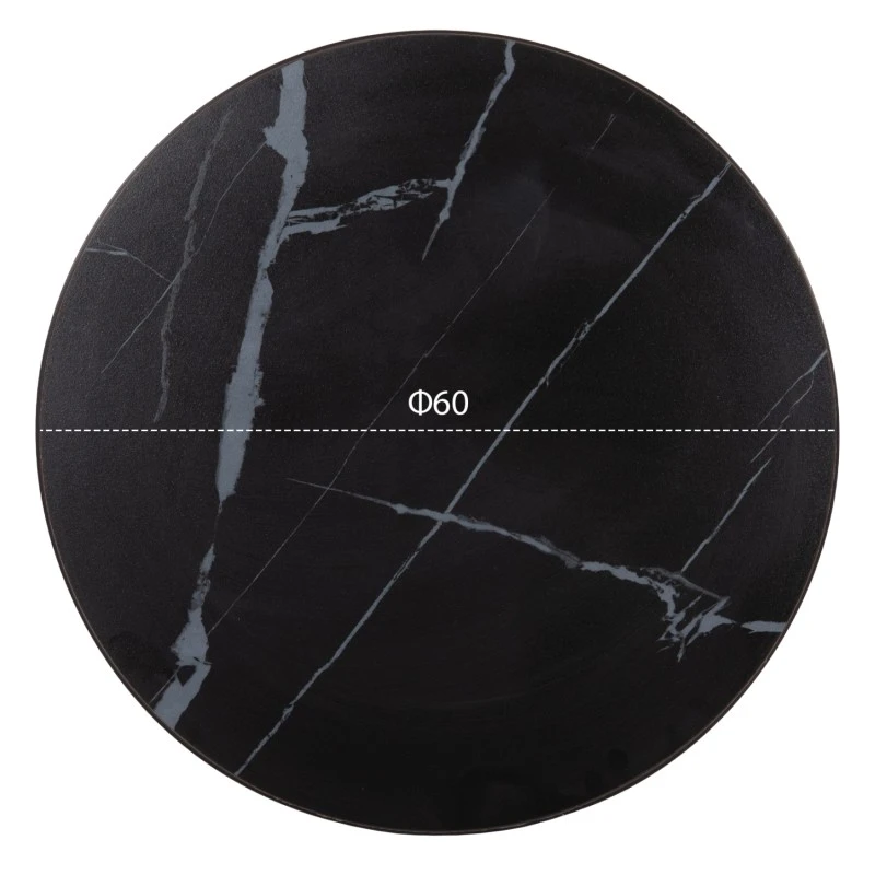 ΕΠΙΦΑΝΕΙΑ ΤΡΑΠΕΖΙΟΥ SINTERED STONE HM6652.03 BLACK MARBLE--ΠΛΑΙΣΙΟ ALU ΜΑΥΡΟ Φ60εκ.