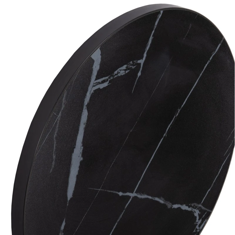 ΕΠΙΦΑΝΕΙΑ ΤΡΑΠΕΖΙΟΥ SINTERED STONE HM6652.03 BLACK MARBLE--ΠΛΑΙΣΙΟ ALU ΜΑΥΡΟ Φ60εκ.