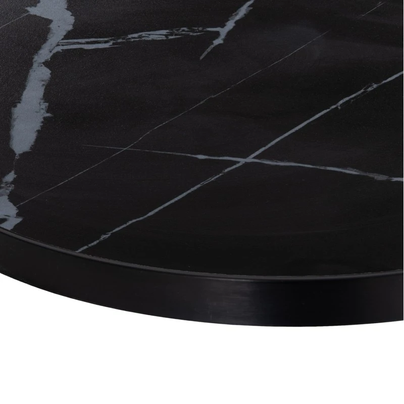 ΕΠΙΦΑΝΕΙΑ ΤΡΑΠΕΖΙΟΥ SINTERED STONE HM6652.03 BLACK MARBLE--ΠΛΑΙΣΙΟ ALU ΜΑΥΡΟ Φ60εκ.