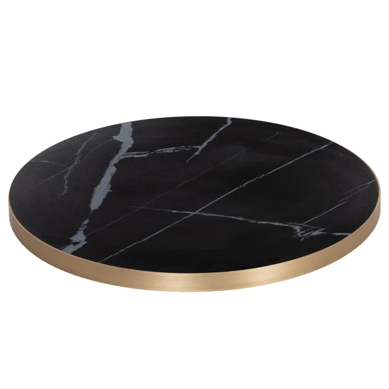 ΕΠΙΦΑΝΕΙΑ ΤΡΑΠΕΖΙΟΥ SINTERED STONE HM6652.13 BLACK MARBLE--ΠΛΑΙΣΙΟ ALU ΧΡΥΣΟ Φ60εκ.