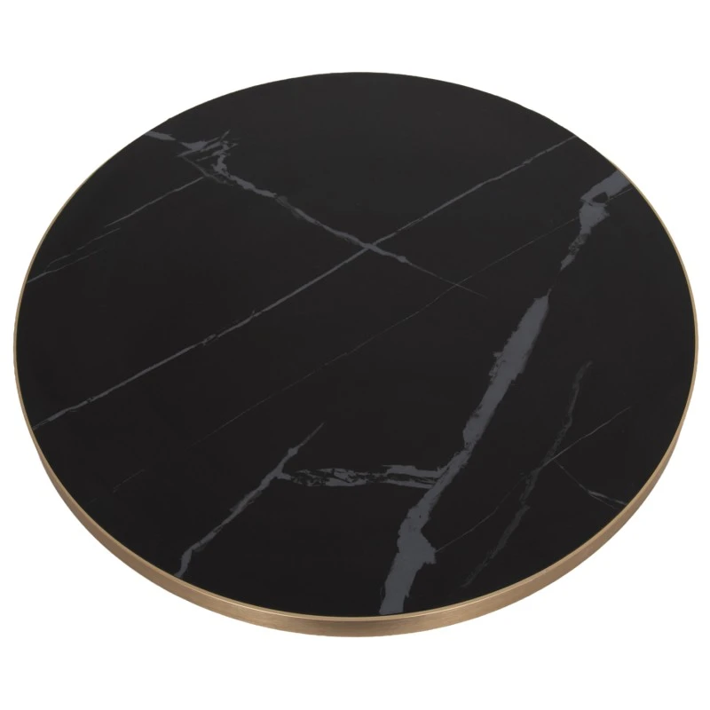 ΕΠΙΦΑΝΕΙΑ ΤΡΑΠΕΖΙΟΥ SINTERED STONE HM6652.13 BLACK MARBLE--ΠΛΑΙΣΙΟ ALU ΧΡΥΣΟ Φ60εκ.