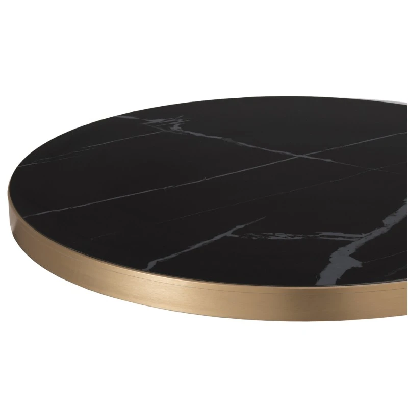ΕΠΙΦΑΝΕΙΑ ΤΡΑΠΕΖΙΟΥ SINTERED STONE HM6652.13 BLACK MARBLE--ΠΛΑΙΣΙΟ ALU ΧΡΥΣΟ Φ60εκ.