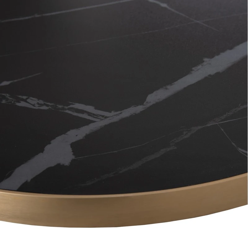 ΕΠΙΦΑΝΕΙΑ ΤΡΑΠΕΖΙΟΥ SINTERED STONE HM6652.13 BLACK MARBLE--ΠΛΑΙΣΙΟ ALU ΧΡΥΣΟ Φ60εκ.