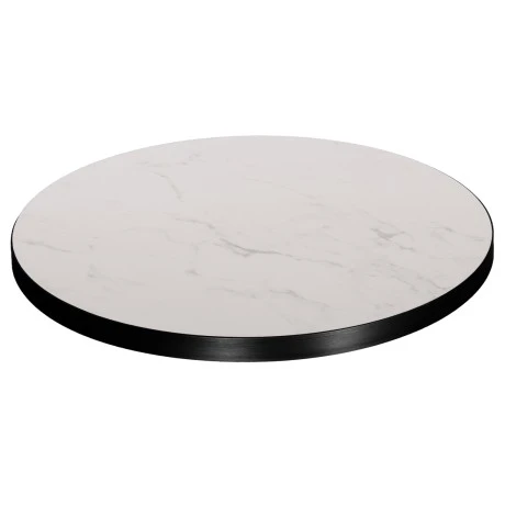 ΕΠΙΦΑΝΕΙΑ ΤΡΑΠΕΖΙΟΥ SINTERED STONE HM6653.02 WHITE MARBLE--ΠΛΑΙΣΙΟ ALU ΜΑΥΡΟ Φ70εκ.